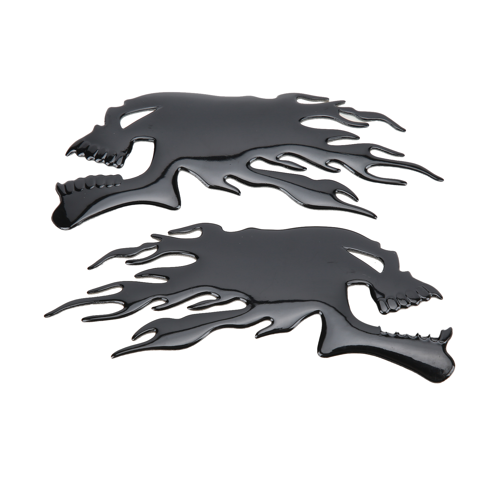 Set Mit 2 Tankaufklebern, Universelles 3d-totenkopf- Und Flammenmotiv, Motorraddekoration, Schwarz