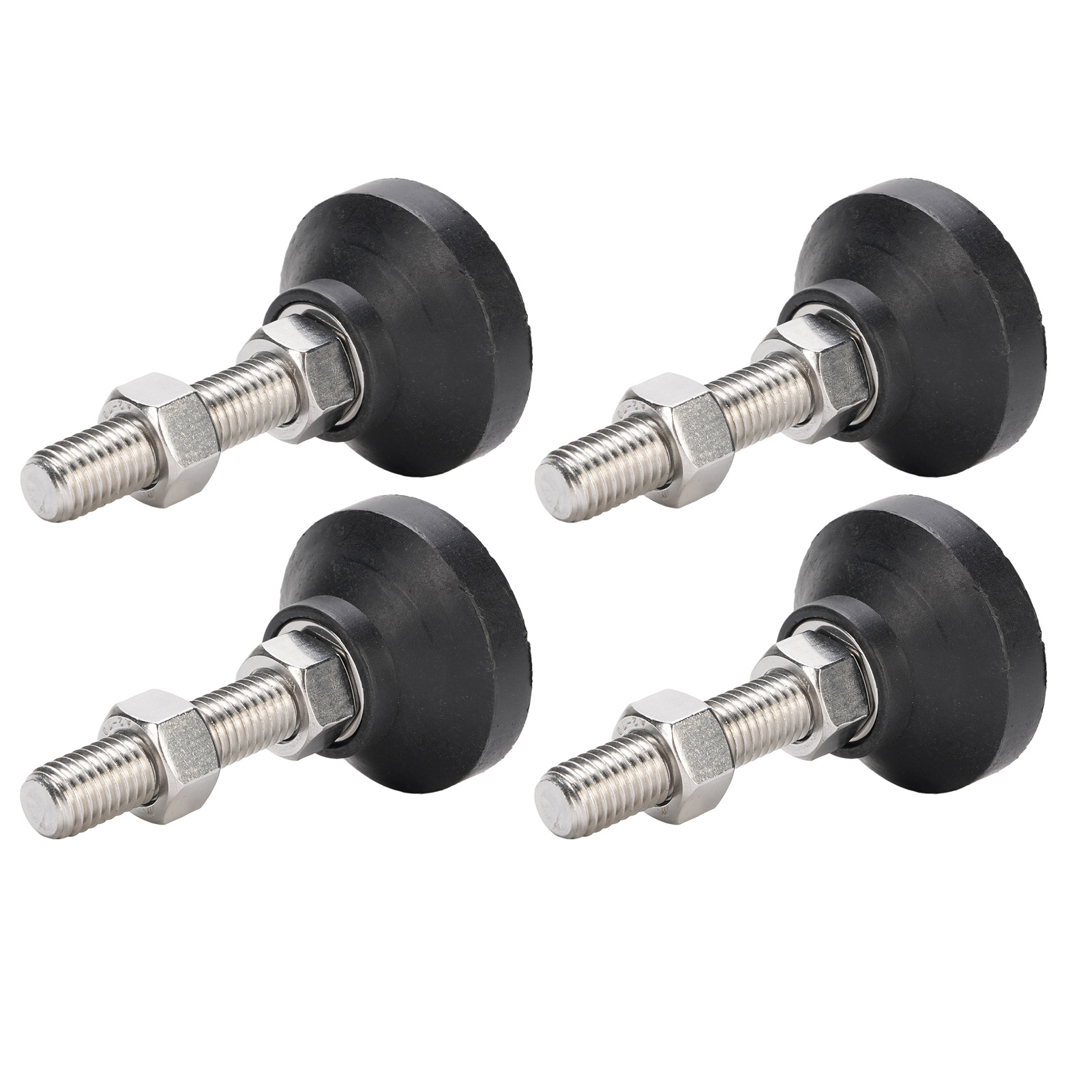 Set Mit 4 Möbelnivellierfüßen, M12-gewinde, Für Tisch, Stuhl Oder Werkbank, Nylon-stützfüße, 50 Mm Runder Sockel, Schwarz.