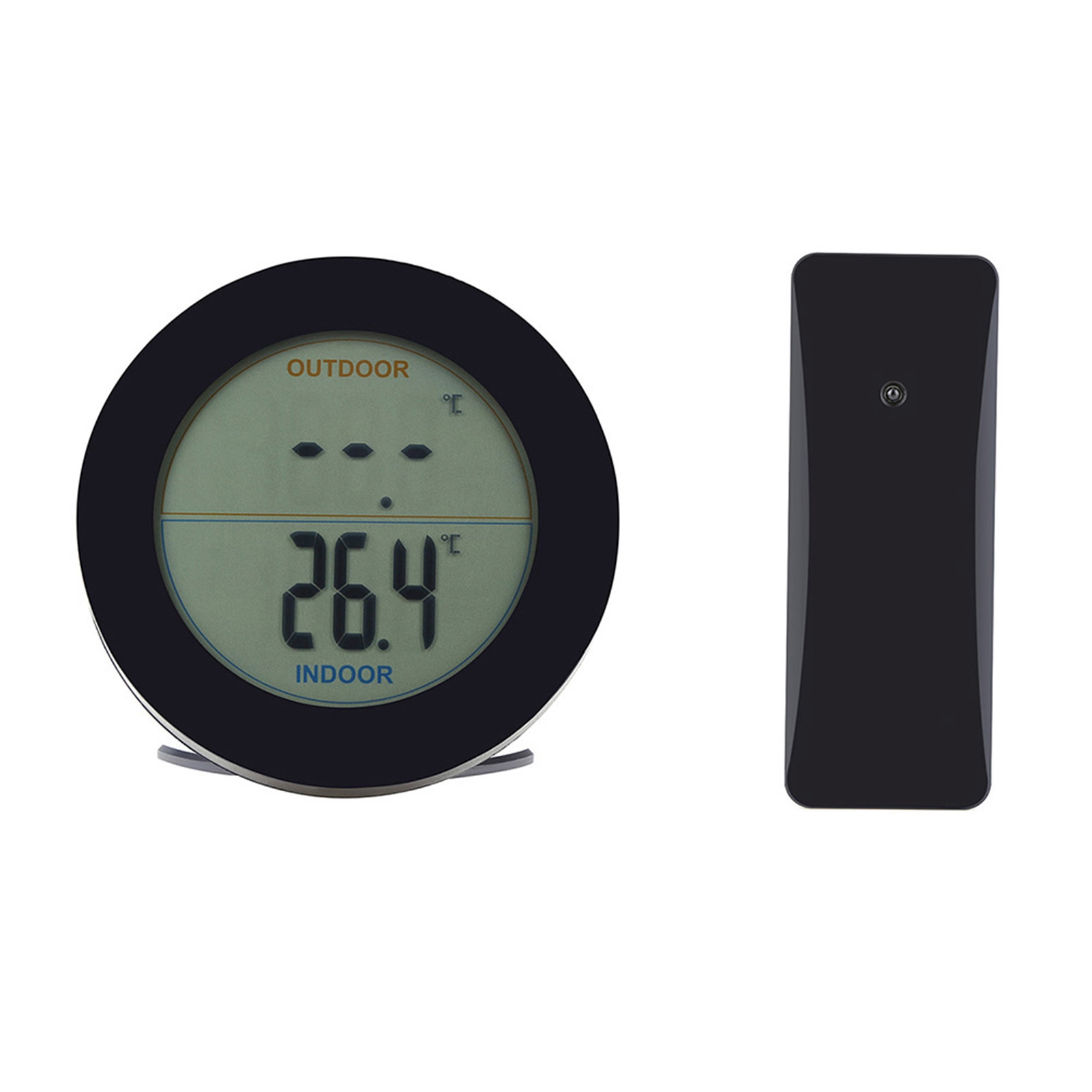 Kabelloses Thermometer Mit Lcd-display, Innen-/außentemperatursensor, Schwarz