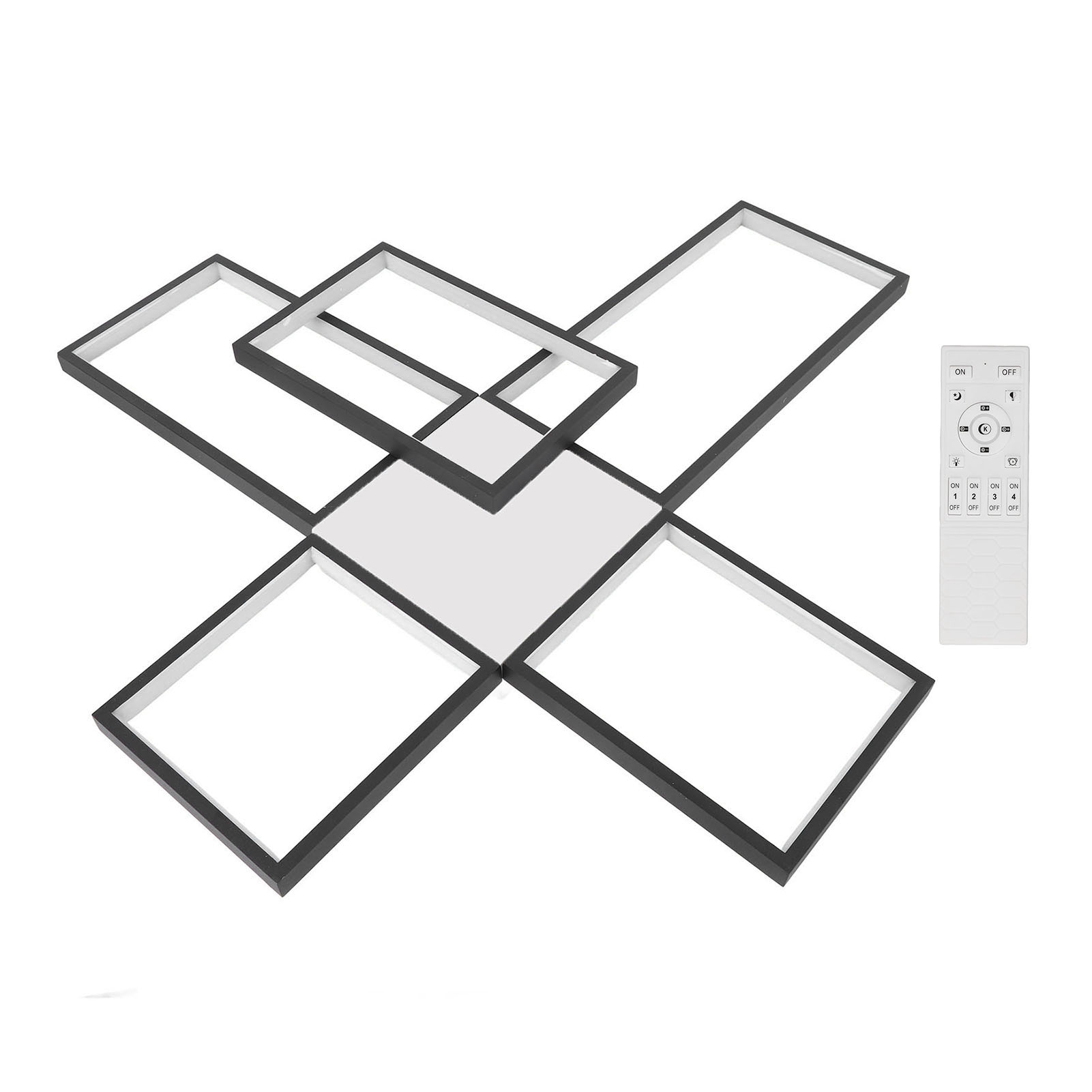 Led-deckenleuchte Mit 5 Geometrischen Rahmen, Einbauleuchte Aus Metall Mit Fernbedienung Für Schlafzimmer, Wohnzimmer Und Küche
