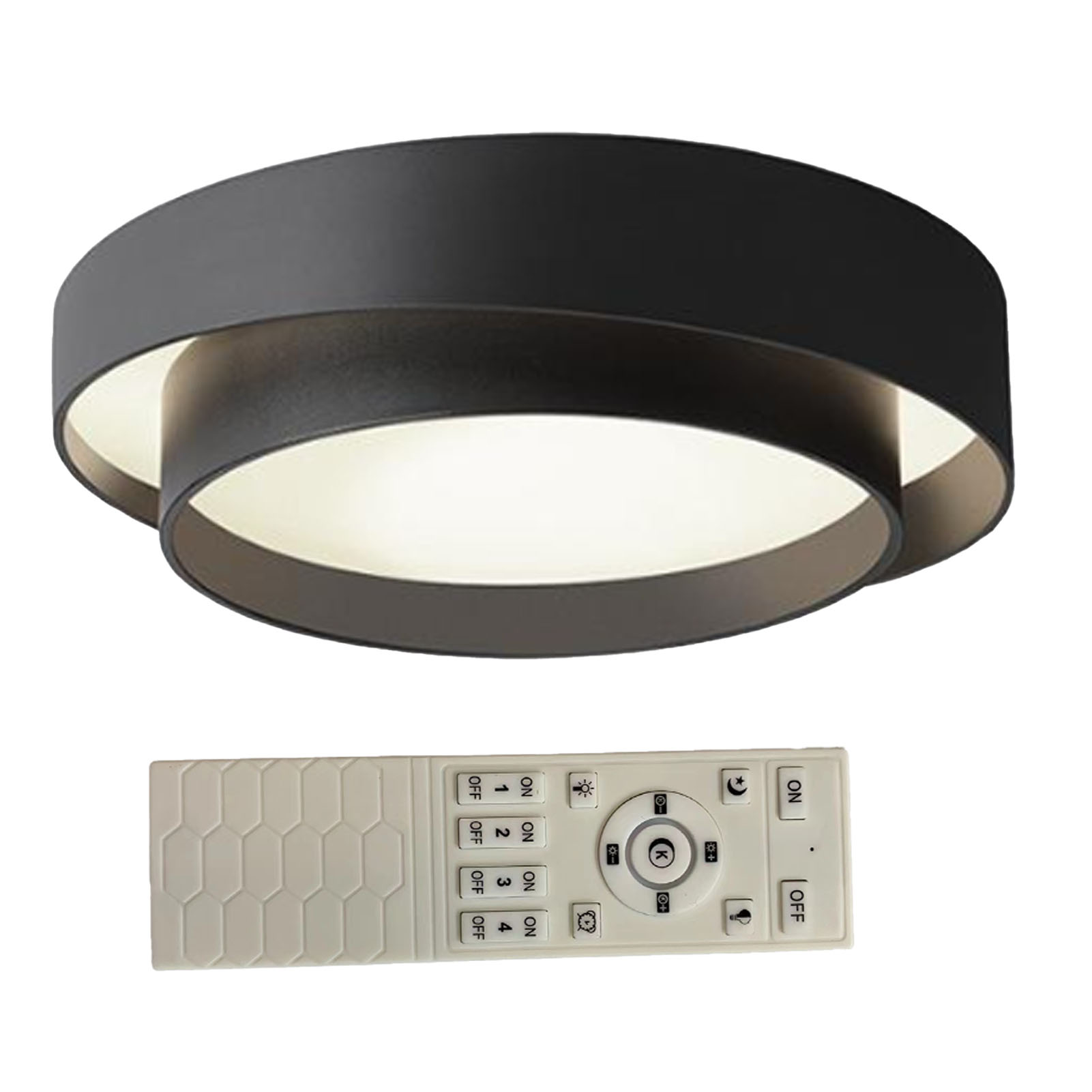 Runde Led-einbau-deckenleuchte 45w Mit Dimmfunktion Und Fernbedienung, Schwarz, 30 X 14 Cm / 11,8 X 5,5 Zoll, Ideal Für Schlafzimmer, Büro, Flur Oder Wohnzimmer.