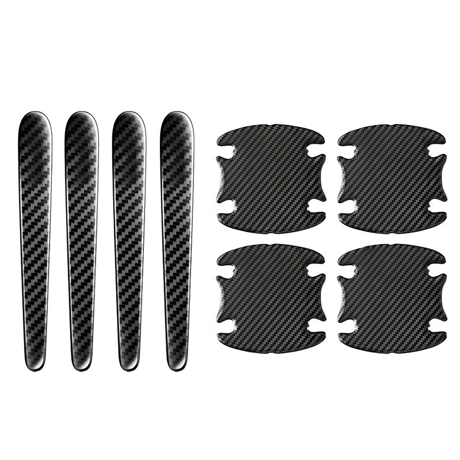 Set Mit 8 Autotürschutzleisten Aus Pu-leder, Carbonfaser, Abgerundeten Kanten, Reflektierenden, Kratzfesten Griffen