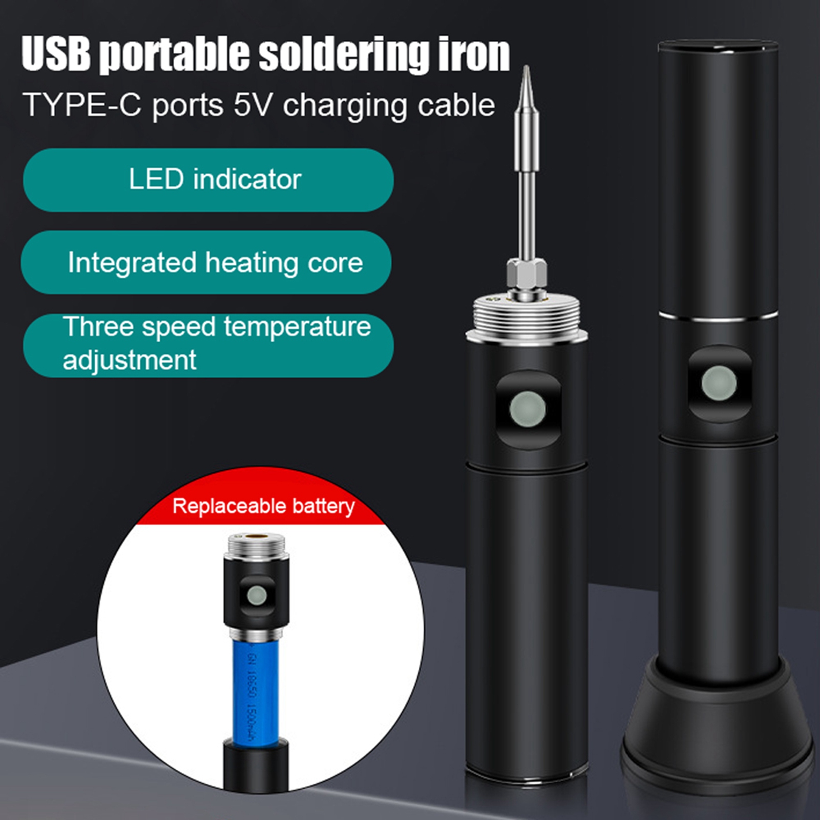 Tragbarer, Intelligenter Usb-elektrolötkolben, Multifunktionaler Lötstift Mit Temperatureinstellung Von 300 Bis 400 °c Für Reparaturen Und Wartungsarbeiten.
