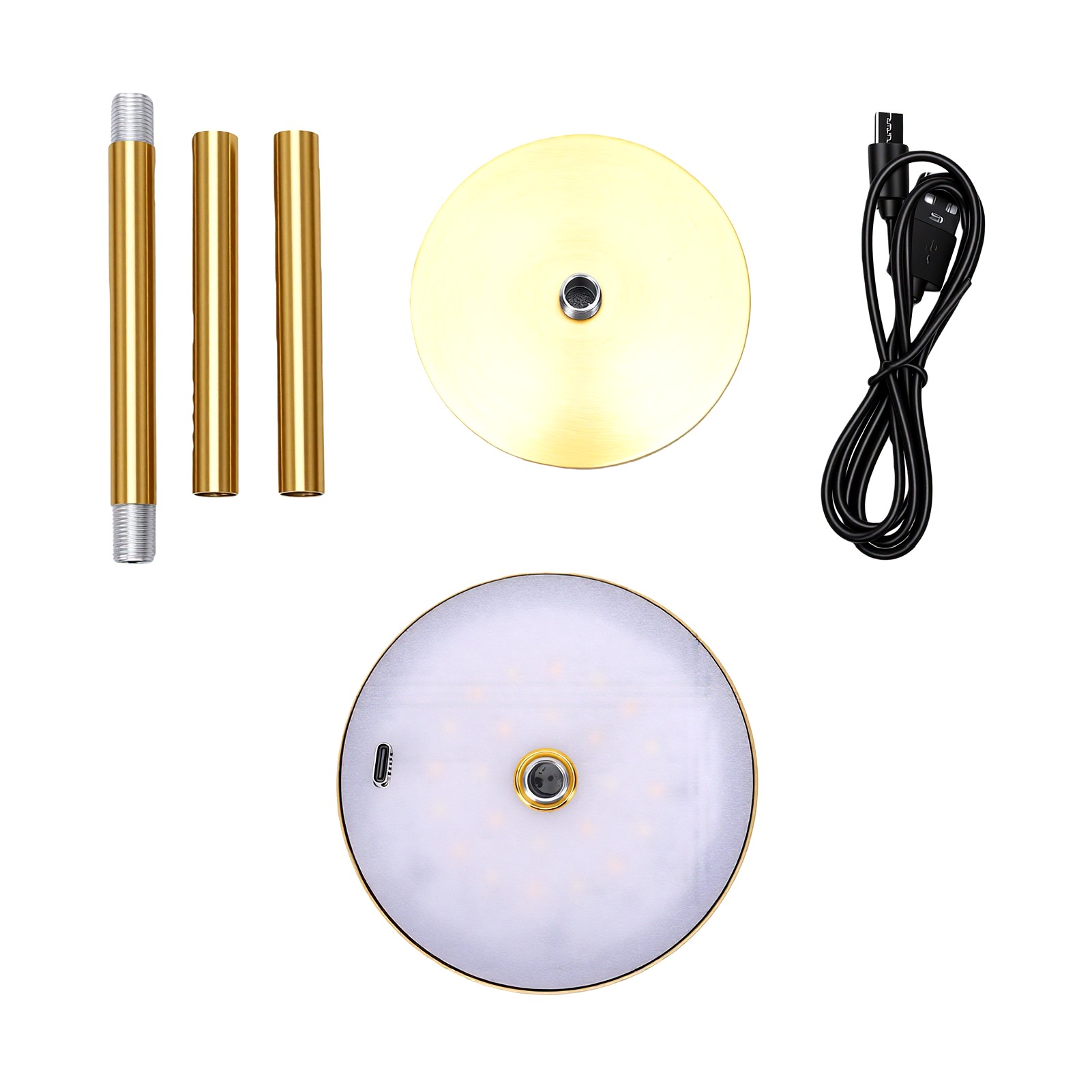 Kabellose Schreibtischlampe, Höhenverstellbar, Mit Berührungsschalter, Aus Metall, Usb-aufladbar, Ideales Nachtlicht Für Zuhause, Büro Oder Schlafzimmer (gold).