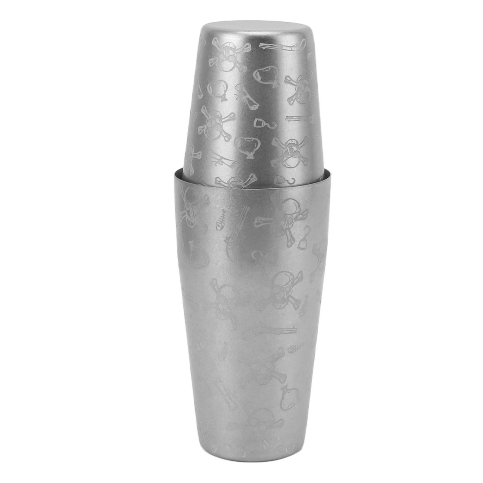 Cocktailshaker Im Boston-stil Aus Edelstahl Für Hobby-barkeeper, Mit Totenkopfmotiv Und Transparentem Boden.