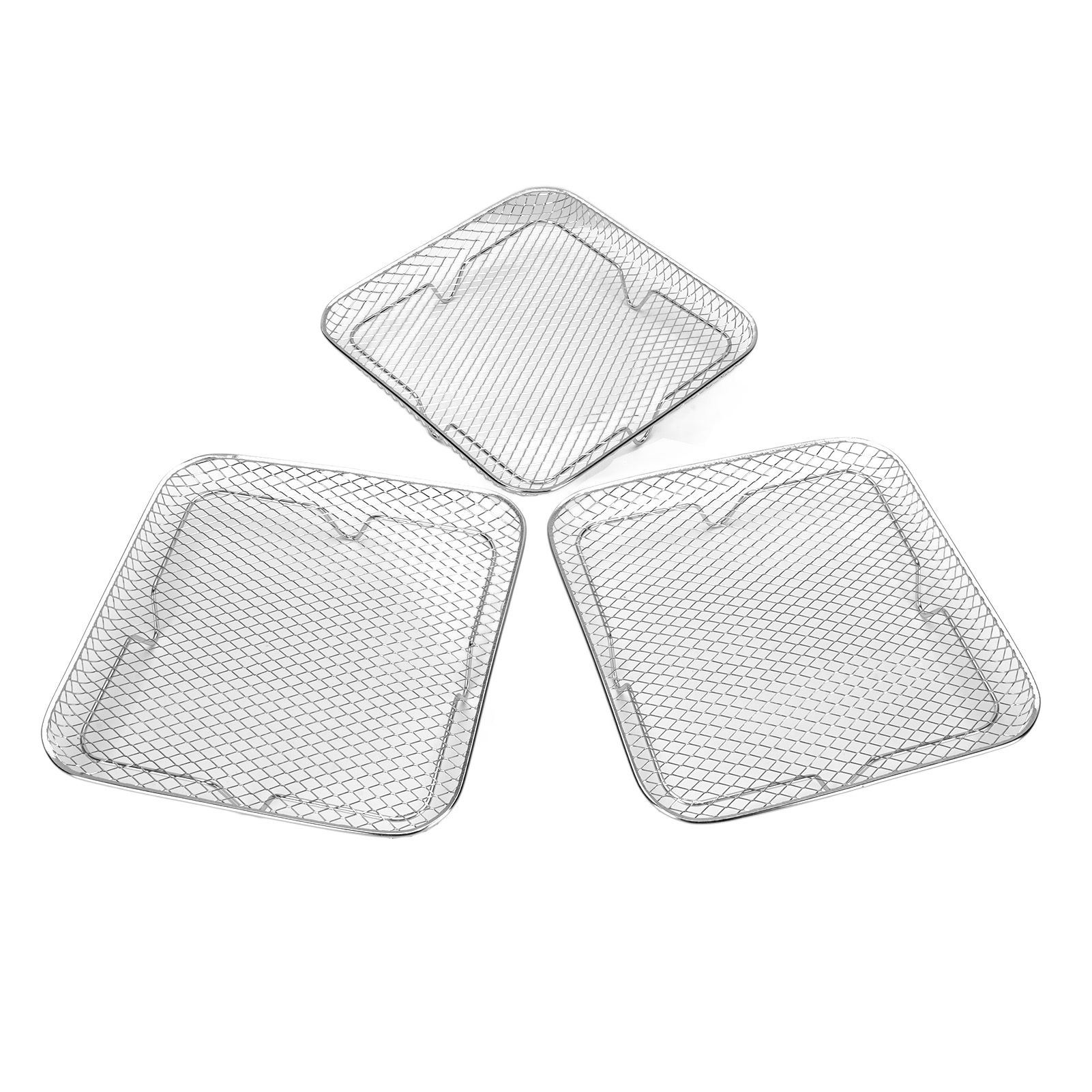 3-stöckiger, Quadratischer Frittierrost, Spülmaschinenfest, Aus Edelstahl Sus304, Grillzubehör