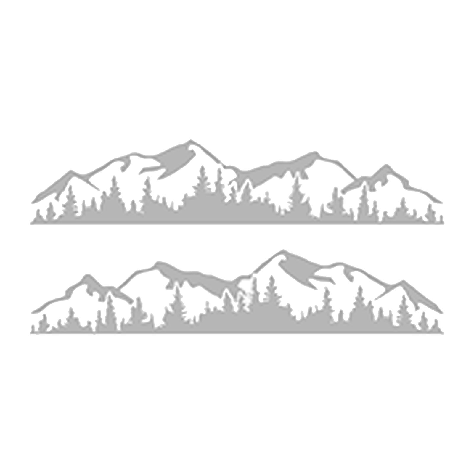 Set Mit 2 Dekorativen Seitenaufklebern Für Auto, Wohnmobil, Yacht, Lieferwagen, Pickup, Suv, Bergwaldmuster, Weiß. Universell Einsetzbar.