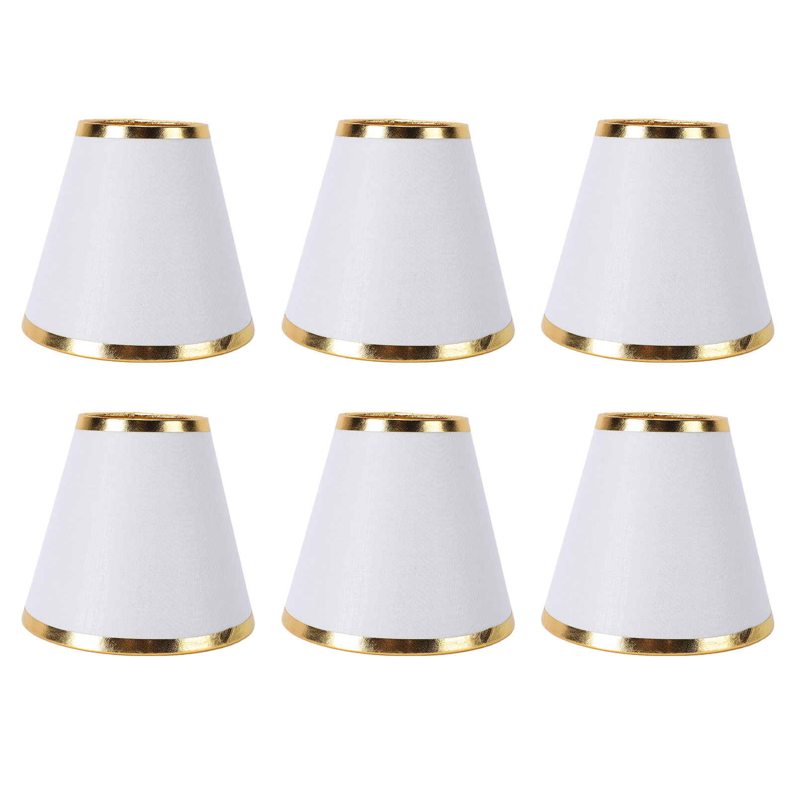 Set Aus 6 Modernen Und Eleganten Lampenschirmen Aus Stoff Für Klemmlampen, Kerzenhalter Und Tischleuchter.