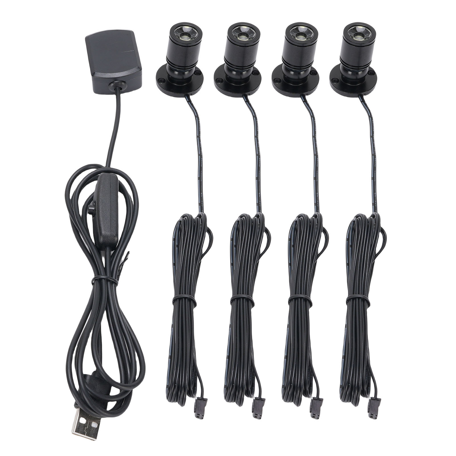 Set Aus 4 Mini-usb-strahlern Mit Je 90 Lm, 360° Drehbar, Für Die Stimmungsvolle Innenbeleuchtung, Ideal Für Schaufenster, Schmuckvitrinen Oder Veranden.