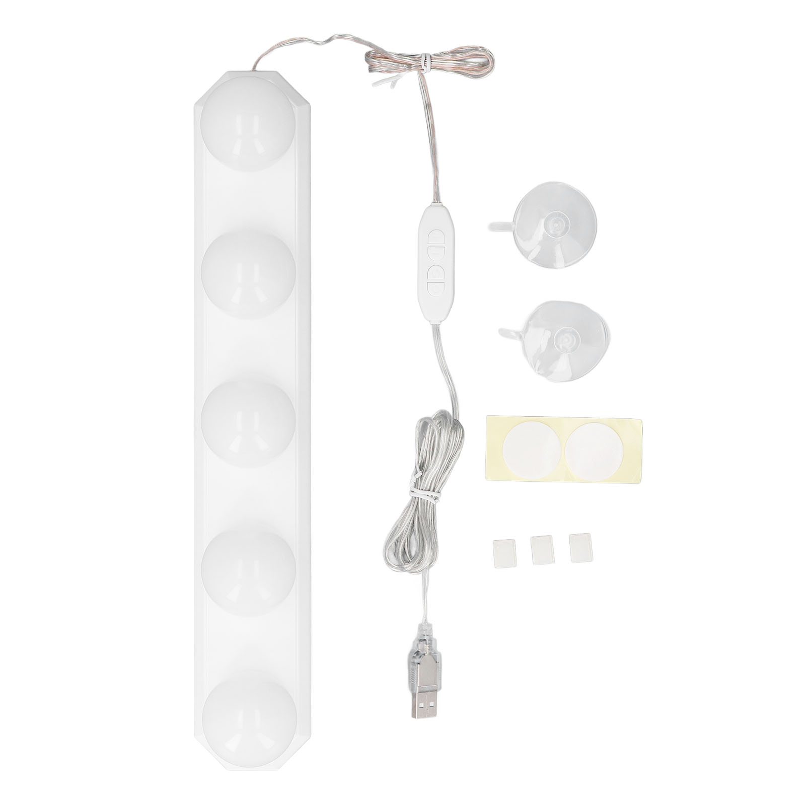 Led-schminkspiegelleuchte, 5 Leuchtmittel, 3 Farbtemperaturen, 10 Helligkeitsstufen, Usb-kabel, Klebefläche, Für Schminktisch Oder Badezimmer