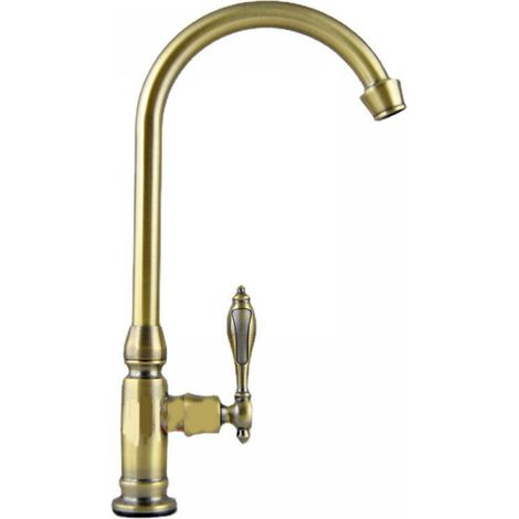 Küchenarmatur Mischbatterie Messing Gebürstet, Wasserhahn Für Kaltes Wasser Drehbar, Waschbeckenarmatur Mit Zugstange Für Waschbecken Und Handwaschbecken, Antikes Bronze