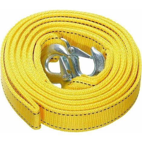 Robustes Abschleppseil Mit Sicherheitshaken, Polyester-abschleppseil, Abschleppleine, Gelb, 4 Meter, 5 Tonnen