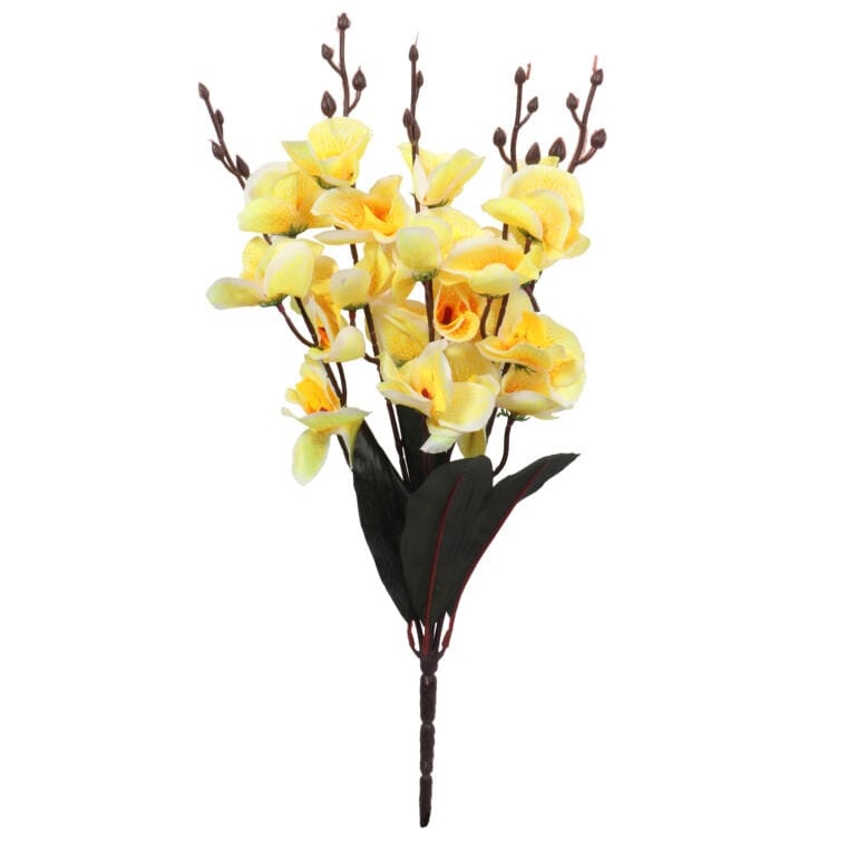 Strauß Aus 5 Künstlichen Gelben Orchideen – Dekoration, Höhe 38 Cm