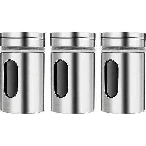 3-teiliges Gewürzdosen-set Mit Klappdeckel, Edelstahl-gewürzstreuer, Gewürzdosen-set Für Küche, Gewürzdosen Für Tee, Salz Und Pfeffer
