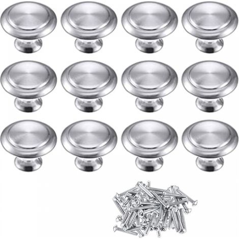 Set Aus 12 Möbelknöpfen Mit Einem Durchmesser Von 30 Mm, Runden Küchentürgriffen, Türgriffen Aus Zinklegierung, Polierten Chromschrankgriffen, Küchengriffen