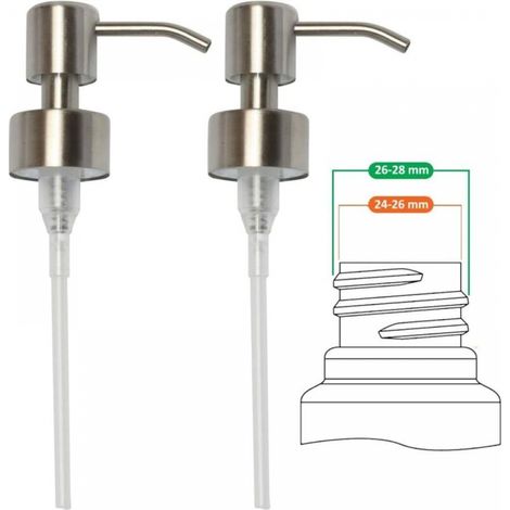 2-teilig – 28 Mm Ersatzpumpe Für Flüssigseifenspender – Edelstahl, Gebürstet