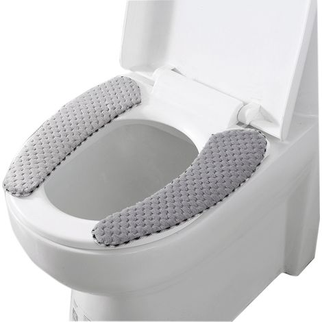1 Paar Graue Wc-sitzbezüge, Dicke Bad-wc-deckel, Selbstklebende Warme Dicke Kissen Für Den Winter, Tragbar, Waschbar Und Wiederverwendbare Kissenabdeckungen