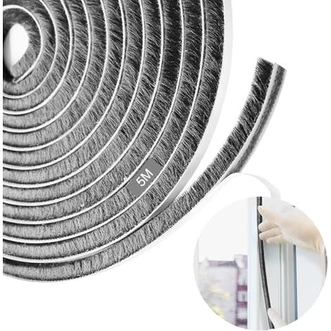 Gleittür-bürstendichtung, 9 Mm (b) X 9 Mm (t) X 5 M (l), Selbstklebende Türbürstendichtung, Anti-staub Klebeband Für Isolierung Und Windschutz