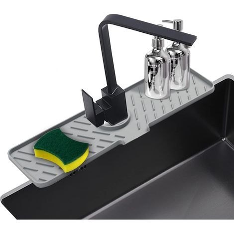 Silikon-wasserabweiser Für Wasserhähne, 18 X 5,9 Zoll (ca. 45,7 X 15,0 Cm), Wassertropfmatte Für Küche, Badezimmer, Waschküche (grau)