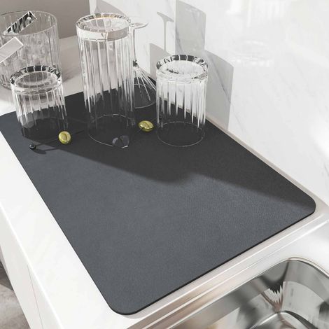 Gris Abtropfmatt Für Geschirr, Superabsorbierendes Geschirrtrocknungsmatte, Schnell Trocknende Nanofaser-küchenabtropfmatte, Maschinenwaschbare Geschirrtrocknungsmatte Für Küche 40 X 50cm