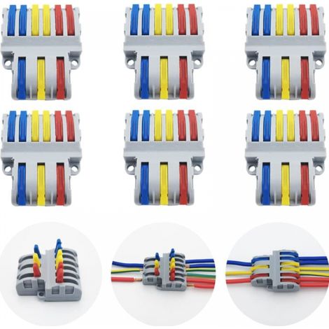 Anschlussklemmen, 6 Stück Schnellverbinder Für Kabel, Kompakte Kabelverbinder Spl-63 (3 Eingänge, 6 Ausgänge)