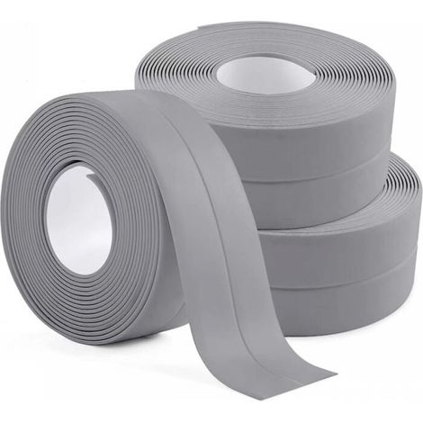 3 Rollen Wasserdichtes Dichtungsband, Grau, Abdichtung Für Das Badezimmer, Selbstklebendes Pvc-kalibrierband Für Küche, Badezimmer Und Badewanne