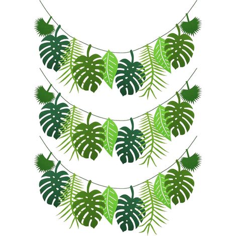 3 Stück Girlande Mit Blättern, Wiederverwendbar, Künstliche Palmenblätter, Tropisches Banner, Künstliche Dekoration, Monstera, Für Hawaiianisches Thema, Geburtstag, Strand, Sommer