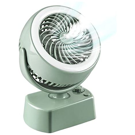Tischventilator Kabellos, Tragbarer Nebel-ventilator, Wiederaufladbarer Tischventilator, Leiser Usb-tischventilator, Mini-humidifikations-ventilator Mit Nachtlicht Für Reisen (grün)