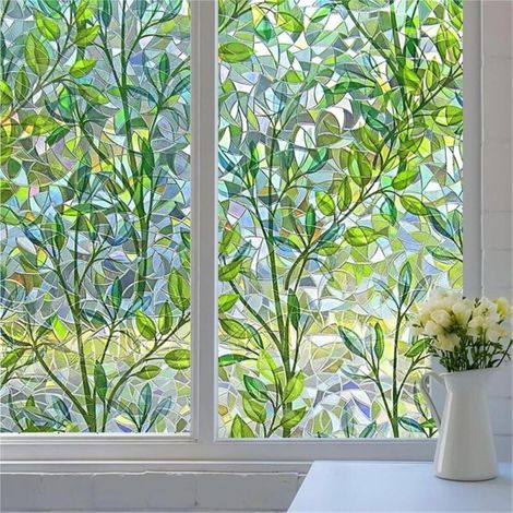 Datenschutzfolie Für Fenster – Regenbogen-effekt – Blattmuster – Selbstklebefreie Statische Fensterfolie – 60 X 200 Cm
