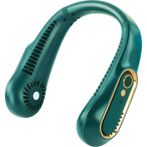 Ventilator Für Den Nacken, Kühlplatte Und Led-anzeige, Tragbarer Hängender Ventilatorloser Akku-lüfter Für Damen Und Herren, Urlaub, Reisen, Camping, (grün)