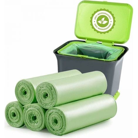 Set Aus 100 Biologisch Abbaubaren Müllbeuteln, 20l – Dick Und Kompostierbar – Wasserdicht – Für Essens- Und Haushaltsabfälle