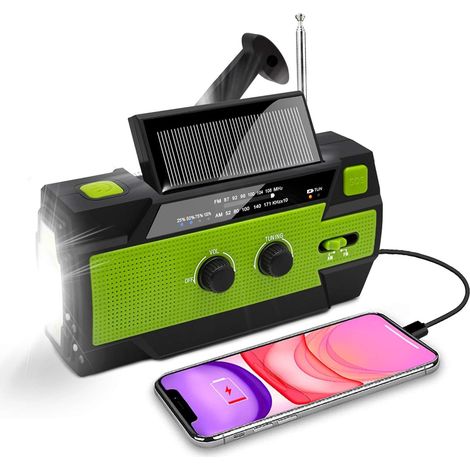 Solarradio, Solar-kurbelradio Mit Am/fm, Integrierter 4.000-mah-akku, 4 Betriebsmodi, Led-taschenlampe Und Sos-alarm Für Outdoor-notfälle (grün)