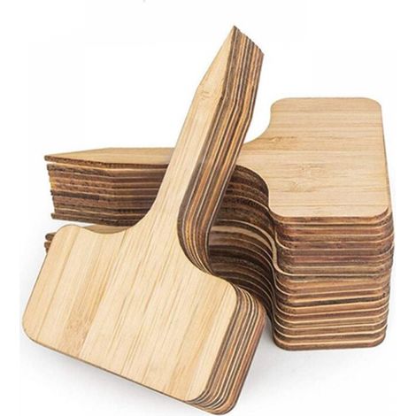 50er-pack Bambus-etiketten Für Gartenpflanzen, 10 X 6 Cm, Langlebige T-förmige Etiketten Für Gemüsegarten, Gewächshaus, Saatguttopf, Blumen, Kräuter