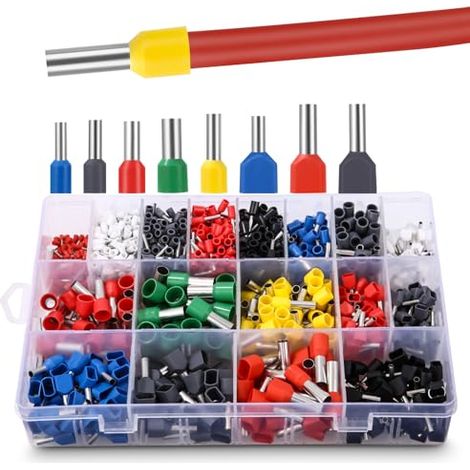 1200-teiliges Kabelendhülsen-set, Umfasst Einfache Kabelendhülsen Von 0,3 Bis 16 Mm² Und 0,5 Bis 6 Mm² Sowie Doppelte Kabelendhülsen Von 0,5 Bis 6 Mm² Für Elektronik-diy-projekte