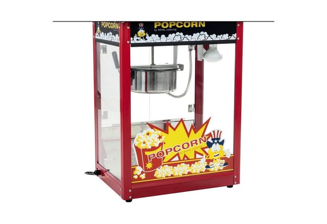 Royal Catering - Popcornmaschine Popcornmaker Retro Popcornautomat 1600W 5Kg Dach Schwarz Teflon