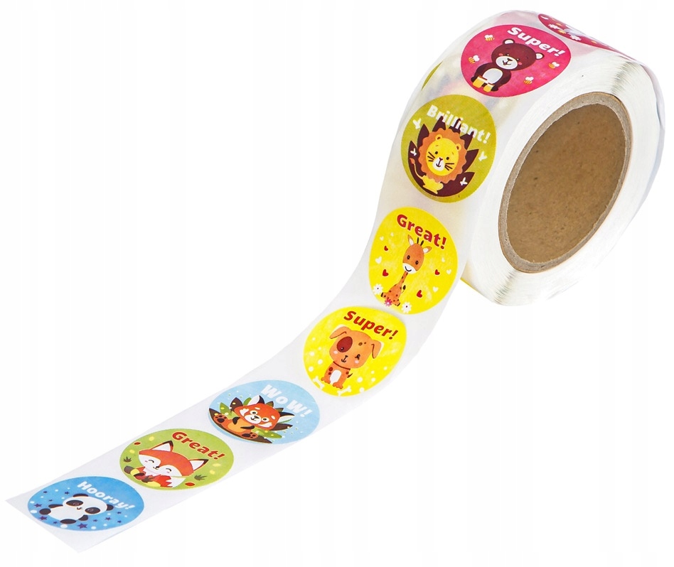 Motivationsaufkleber Auf Rolle, Tiere Und Inschriften, 2,5 Cm, 500 Stück.