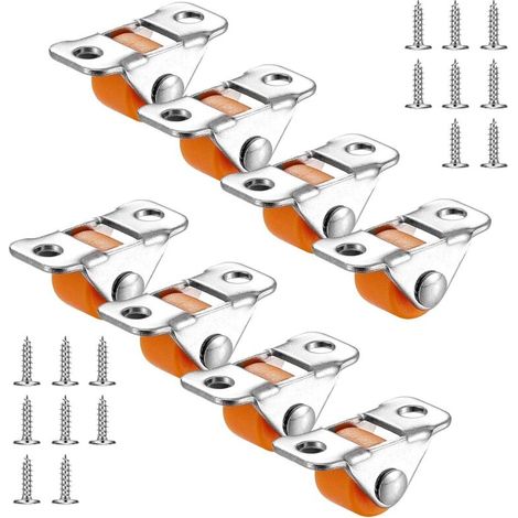 Set Aus 8 Kleinen Feststellrollen – Gummi – Transportrollen – Mit Metallplatte – Für Möbel, Geräte, Ausrüstung, Werkzeugkisten, Wagen (farbe Orange)