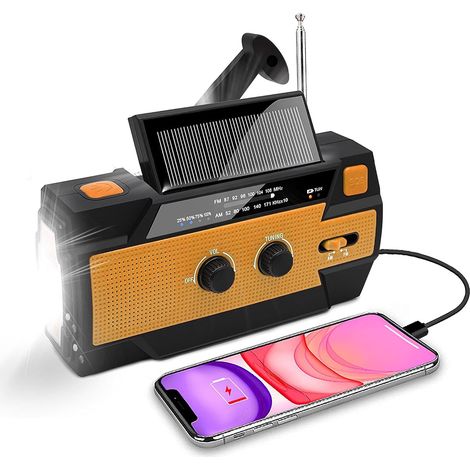 Solarradio, Kurbelradio Mit Am/fm, Integrierter 4.000-mah-akku, 4 Betriebsmodi, Led-taschenlampe, Sos-alarm Für Outdoor-notfälle (orange)