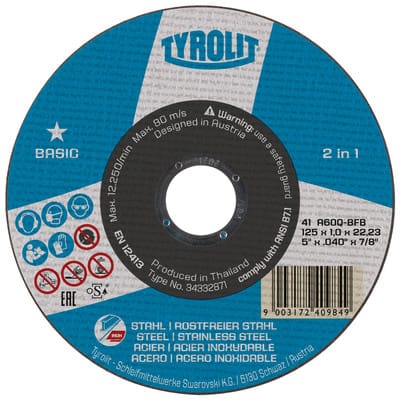 Tyrolit - Trennscheibe basic D125x2,5mm gerade 2in1 Bohrung 22,23 mm