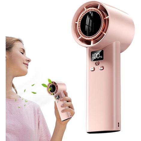 Tragbarer, Kompakter Und Wiederaufladbarer Ventilator Mit Digitalanzeige, Leiser Turbo-luftstoß Mit 100 Geschwindigkeitsstufen, Ideal Für Reisen, Schlafzimmer Und Strand.