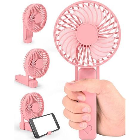 Tragbarer Faltbarer Ventilator, Wiederaufladbarer Usb-ventilator Mit Akku, Kleiner Rosa Ventilator Mit Trageschlaufe