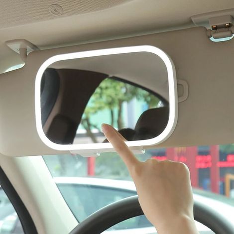 Universeller Led-auto-sonnenblendspiegel, Dimmbar, Mit Led-licht, Praktischer Rosafarbener Auto-innenrückspiegel Mit Make-up-funktion
