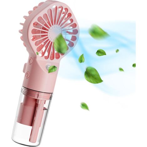 Tragbarer Nebelventilator, Mini Transparenter Sprühnebelventilator, Wiederaufladbarer Nebelzerstäuber Über Usb Mit 4 Geschwindigkeiten Für Zuhause, Büro, Im Freien, Reisen, Rosa
