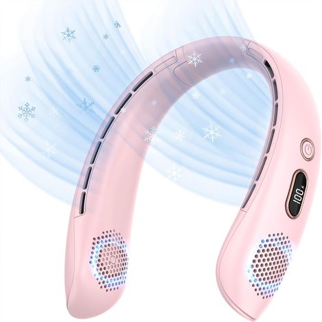 Nackenventilator, Tragbarer Usb-nackenventilator Ohne Klingen, Leise Mit 360° Luftstrom, 3 Geschwindigkeiten, Wiederaufladbarer Mini-personalventilator Für Büro, Zuhause, Reisen Im Freien (rosa)