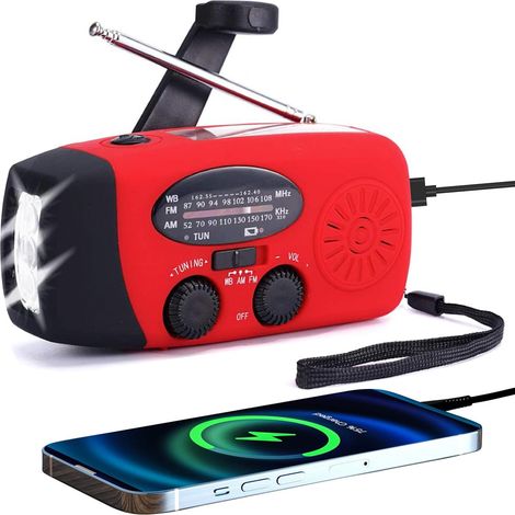 Notfall-solarradio Am/fm Mit 1w Taschenlampe – Sos-alarm – Tragbar Und Wiederaufladbar – Für Camping Und Kritische Situationen