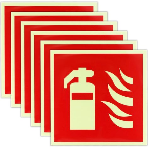 4 X Schwerlast-pvc-kleber Feuerlöscher 15 X 15 Cm Extra Langer Lumineszierender Feuerschutz-indikator-feuerlöschpanel Für Innen- Und Außenbereich