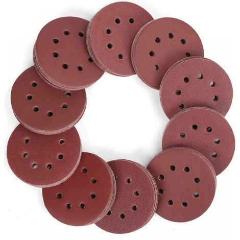 150 Stück Schleifpapiere, 125 Mm Scheiben Mit 8 Löchern, Sandpapier, Körnung 60, 80, 100, 120, 150, 180, 240, 320, 400, 600 Zum Polieren, Entrosten Und Finish