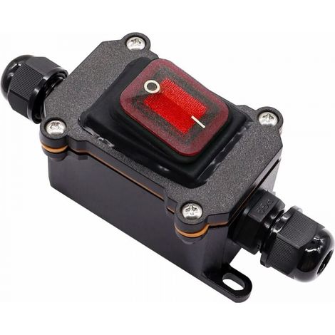 Ip67 Wasserdichter Kabelschalter, On/off-leitungs-schalter, Wasserdichter Kippschalter 220v Ac Dpst 4 Anschlüsse Mit Roter Led, Doppelte Ein- Und Ausgänge H-k062-kcd4-201n-r-w-220v-ls