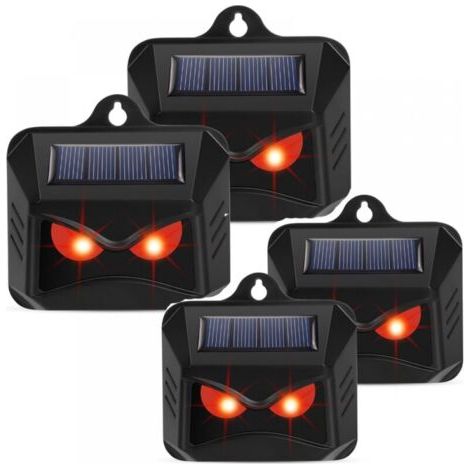 Solarbetriebenes Wildtierabwehrgerät – 4 Wirksame Insektenschutzmittel – Rotes Led-licht – Vorbeugender Schutz Vor Waschbären, Rehen Und Füchsen