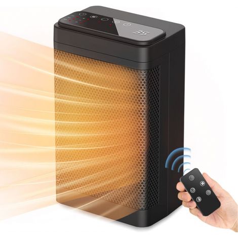 Aérotherme 1200 W, Radiateur Ptc Avec Télécommande, Radiateur Soufflant Oscillant À 60° À Économie D'Énergie